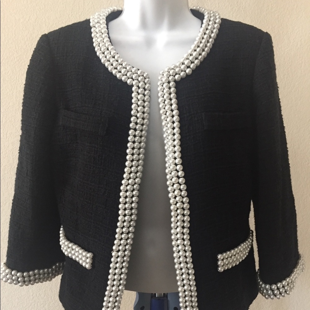 Boston Proper Pearl Embellished Blazer Size 10